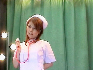 Fucking a sexy redheaded nurse in a white uniform in Tokyo